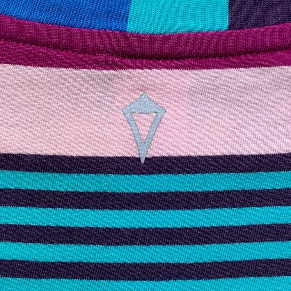 Ivivva Girls Multicolored Striped Short Sleeve Tee Top Size 8